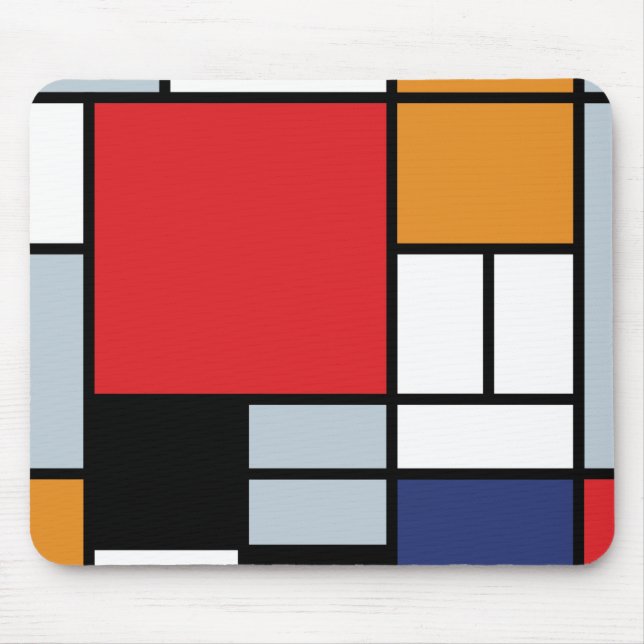 Piet Mondrian - Sammansättning med stor röd Flygpl Musmatta (Framsidan)