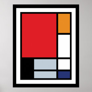 Piet Mondrian - Sammansättning med stor röd Flygpl Poster