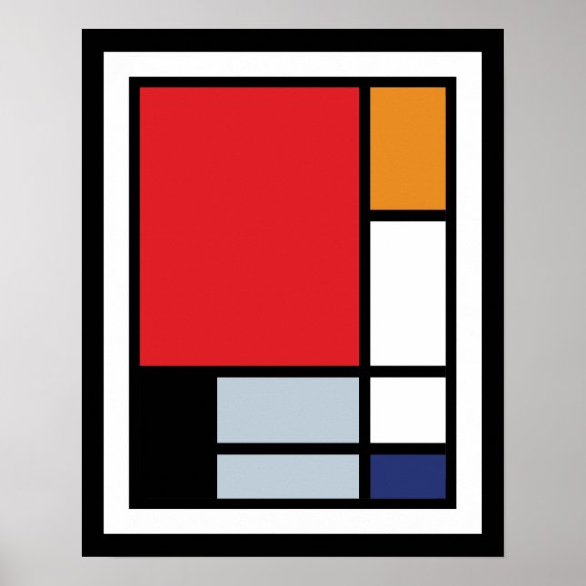 Piet Mondrian - Sammansättning med stor röd Flygpl Poster (Framsidan)
