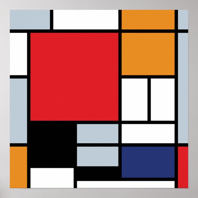 Piet Mondrian - Sammansättning med stor röd Flygpl Poster (Framsidan)