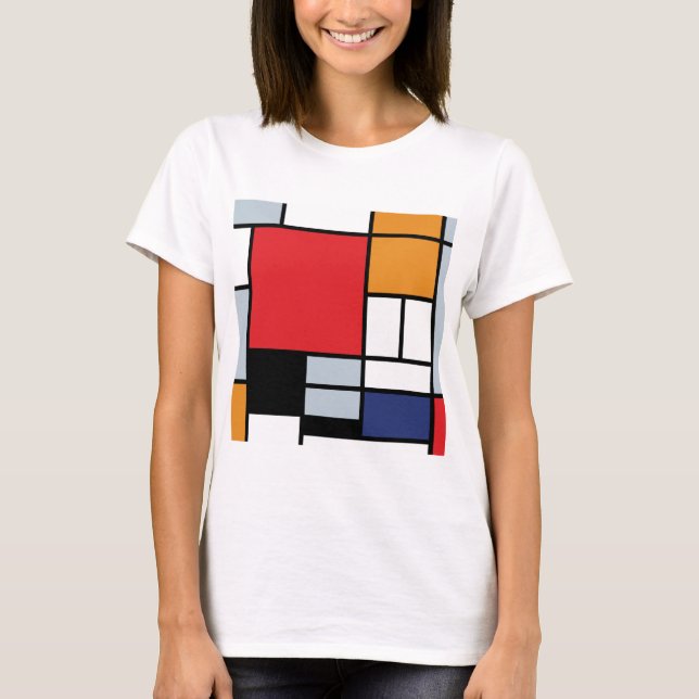 Piet Mondrian - Sammansättning med stor röd Flygpl T-shirt (Framsida)