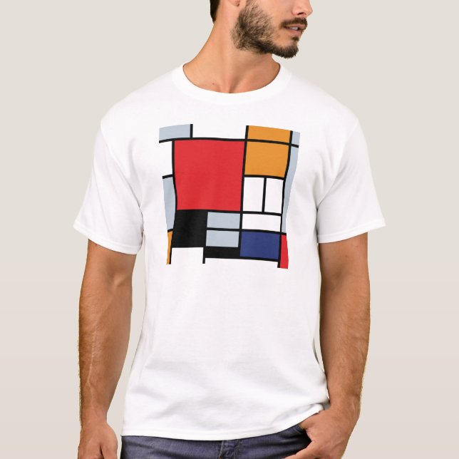 Piet Mondrian - Sammansättning med stor röd Flygpl T-shirt (Framsida)