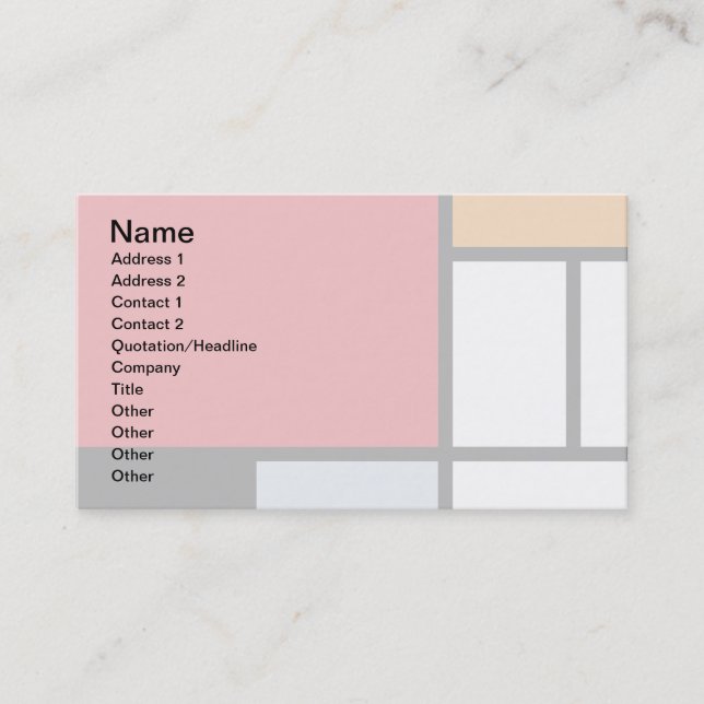 Piet Mondrian - Sammansättning med stor röd Flygpl Visitkort (Framsida)