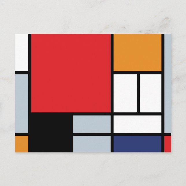 Piet Mondrian - Sammansättning med stor röd Flygpl Vykort (Framsida)