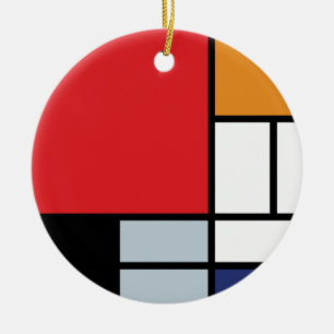 Piet Mondrian - Sammansättning med stora röda Flyg Julgransprydnad Keramik
