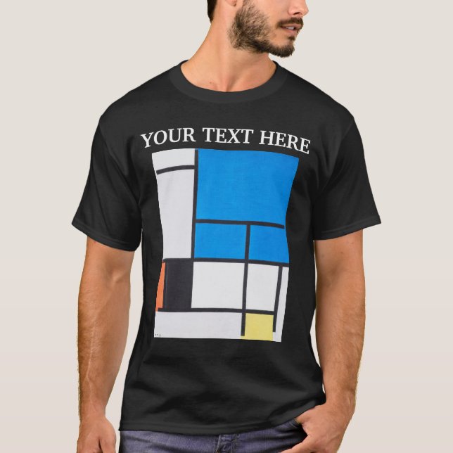 Piet Mondrian-sammansättning med stort blått Flygp T Shirt (Framsida)