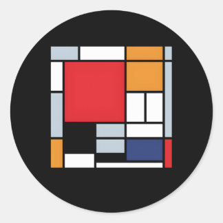 Piet Mondrian-sammansättning med stort Röda Flygpl Runt Klistermärke
