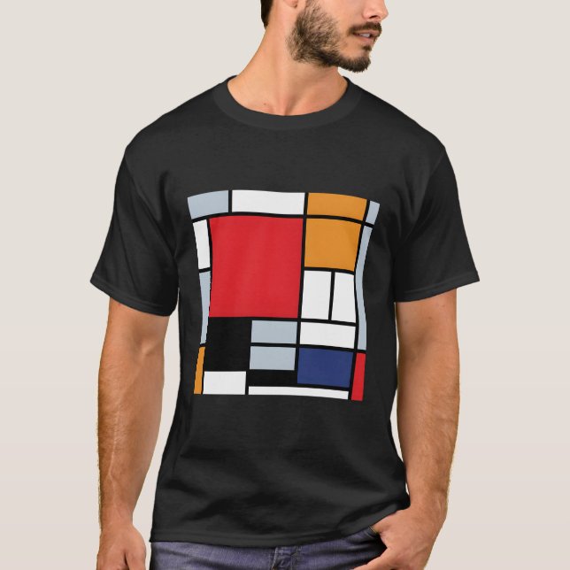 Piet Mondrian-sammansättning med stort Röda Flygpl T Shirt (Framsida)