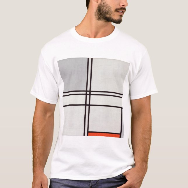 Piet Mondrian-sammansättning (nr 1) Grått-Red. T Shirt (Framsida)