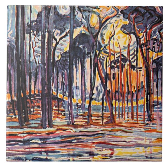 Piet Mondrian, Skog nära Oele, Kakelplatta (Framsidan)