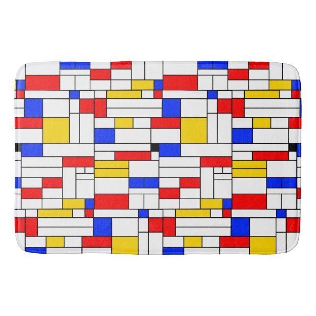 Piet Mondrian Stil Abstrakt Art Badrumsmatta (Framsidan)