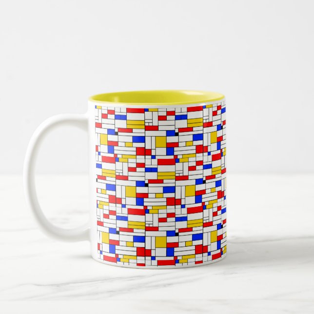 Piet Mondrian Stil Abstrakt Art Coffee Mugg (Vänster)