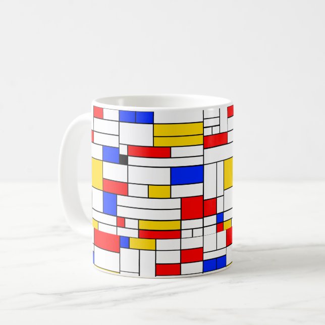 Piet Mondrian Stil Abstrakt Art Kaffemugg (Framsida vänster)