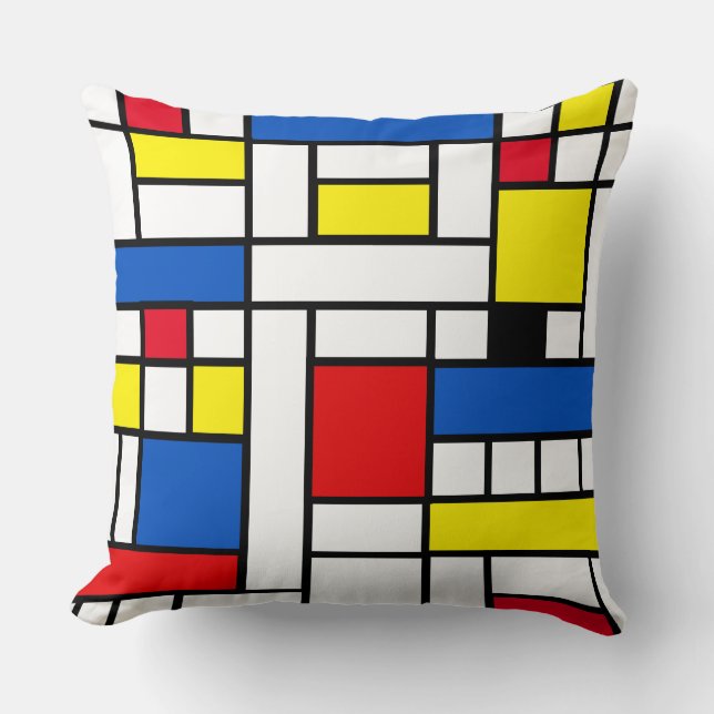 Piet Mondrian Stil Abstrakt Konst Kastkudde Kudde (Framsida)