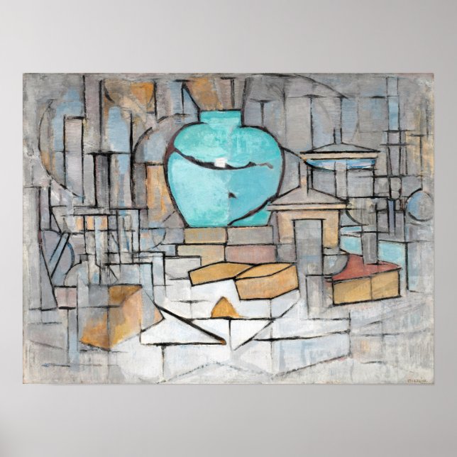 Piet Mondrian still Life med Gingerpot II Poster (Framsidan)