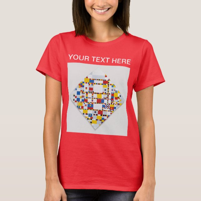 Piet Mondrian Victory Boogie Woogie Red T-Shirt (Framsida)