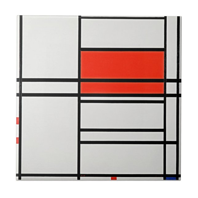 Piet Mondrians sammansättning nr 4 - Vibrant Art Kakelplatta (Framsidan)
