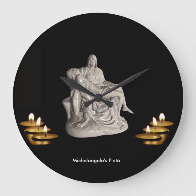 Pietà-bild för Round-Large-Wall-Clock Stor Klocka (Framsida)