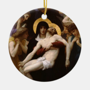 Pieta Jesus Kristus och Virgin Mary Julgransprydnad Keramik