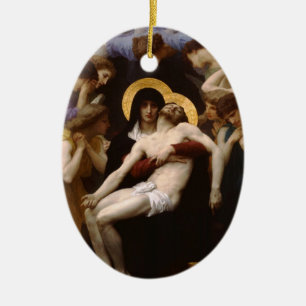 Pieta Jesus Kristus och Virgin Mary Julgransprydnad Keramik