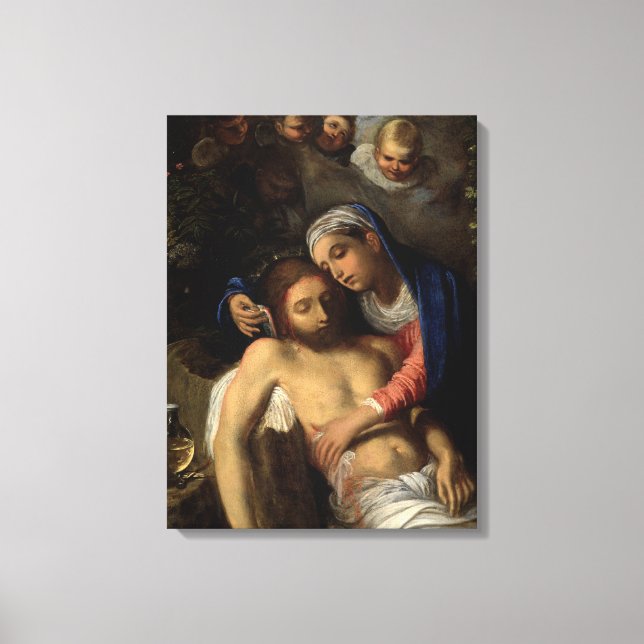 Pietà (Mary och Jesus) (av Adam Elsheimer) Canvastryck (Framsida)