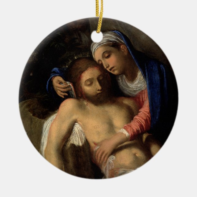 Pietà (Mary och Jesus) (av Adam Elsheimer) Julgransprydnad Keramik (Framsidan)