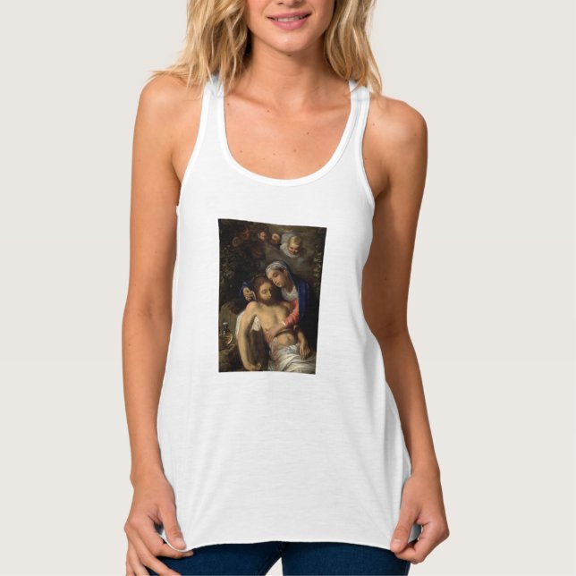 Pietà (Mary och Jesus) (av Adam Elsheimer) Linne Med Racerback (Framsida)