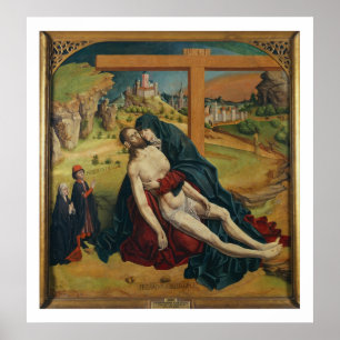 Pieta med två donatorer (olja på panelen) poster