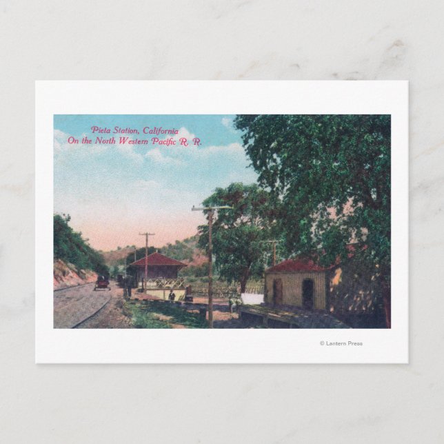 Pieta NorthWestern Pacific RR Station Vykort (Framsida)