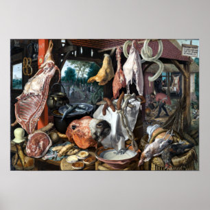 Pieter Aertsen A Kött Stall med Heligan Familj Poster
