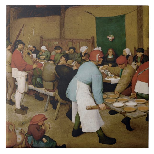 Pieter Bruegel de Elder - Jordbrukaren Bröllop Kakelplatta (Framsidan)