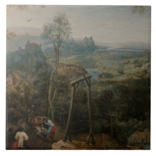 Pieter Bruegel, den äldre - Magpie på galgen Kakelplatta