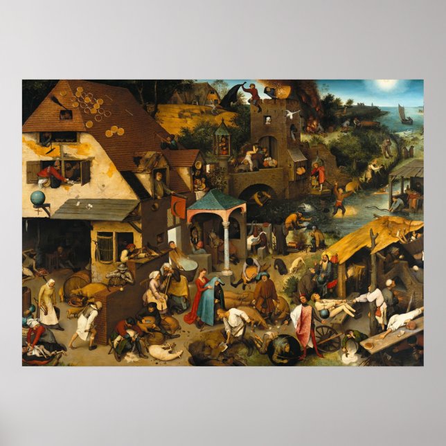 Pieter Bruegel, det äldre-nederländska ordspråket Poster (Framsidan)