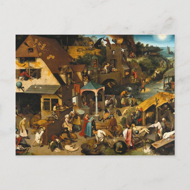 Pieter Bruegel, det äldre-nederländska ordspråket Vykort (Framsida)