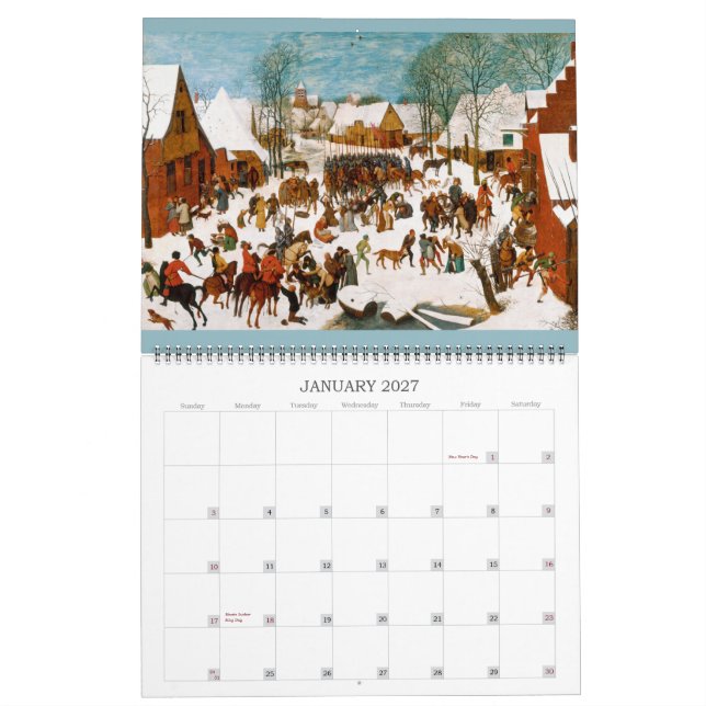Pieter Bruegel fläderen enorm 2016 Kalender (Jan 2027)