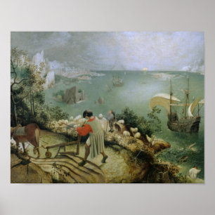 Pieter Bruegel fläderen - landskap nedgången av Poster