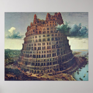 Pieter Bruegel fläderen - torn av Babel Poster