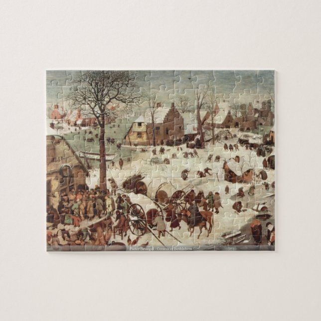 Pieter Bruegel - folkräkning på Bethlehem Pussel (Horisontell)