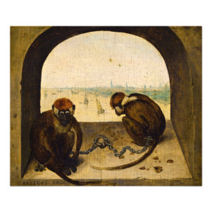 Pieter Bruegel har två kedjade apor av den äldre Fototryck