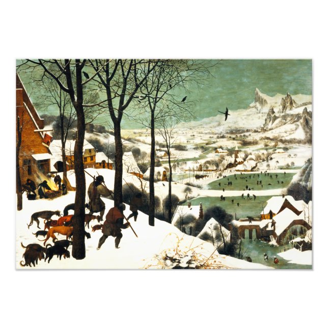 Pieter Bruegel Hunters i Snö Fototryck (Framsidan)