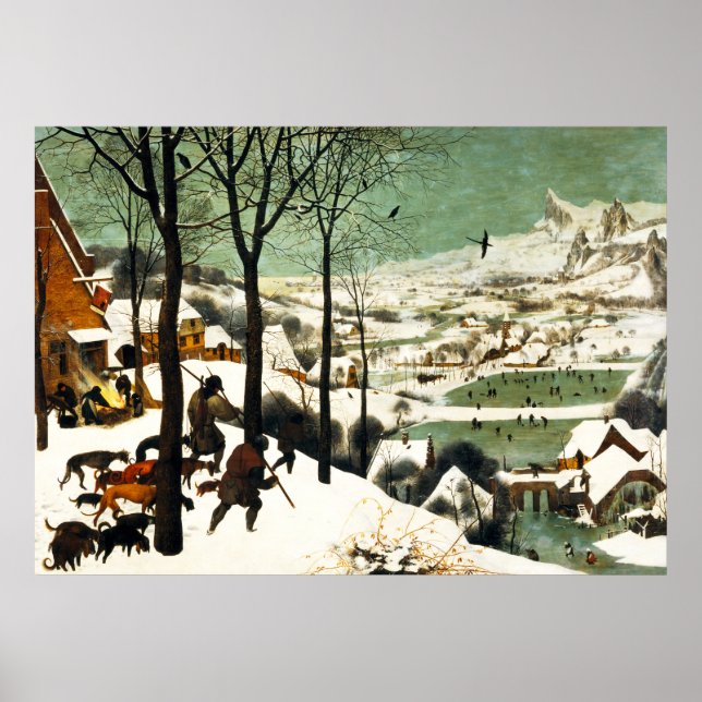Pieter Bruegel Hunters i Snö Poster (Framsidan)