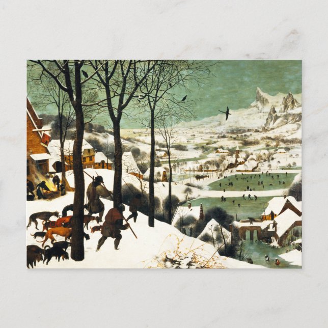 Pieter Bruegel Hunters in Snö vycard Vykort (Framsida)