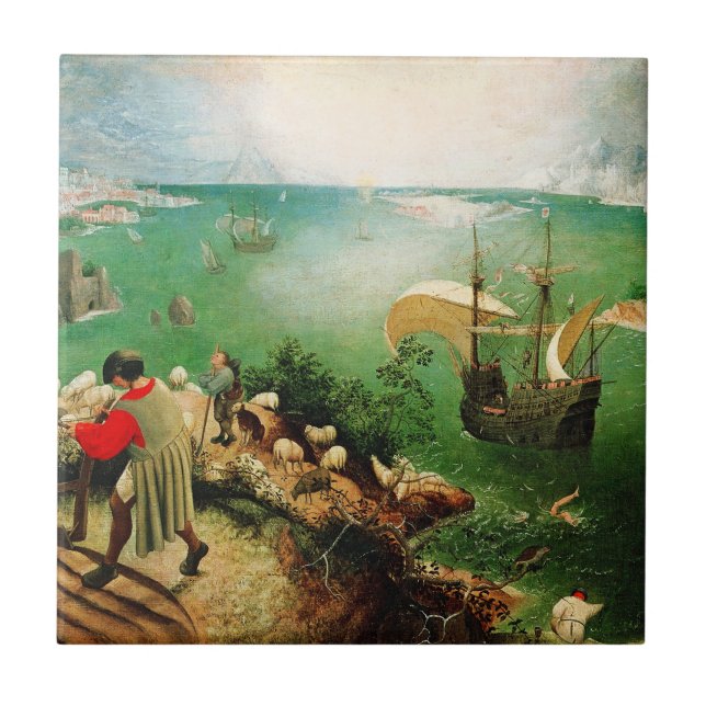 Pieter Bruegel landskap med nedgången av Icarus Kakelplatta (Framsidan)