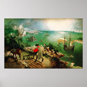 Pieter Bruegel Ligcape med Fallen Icarus Poster