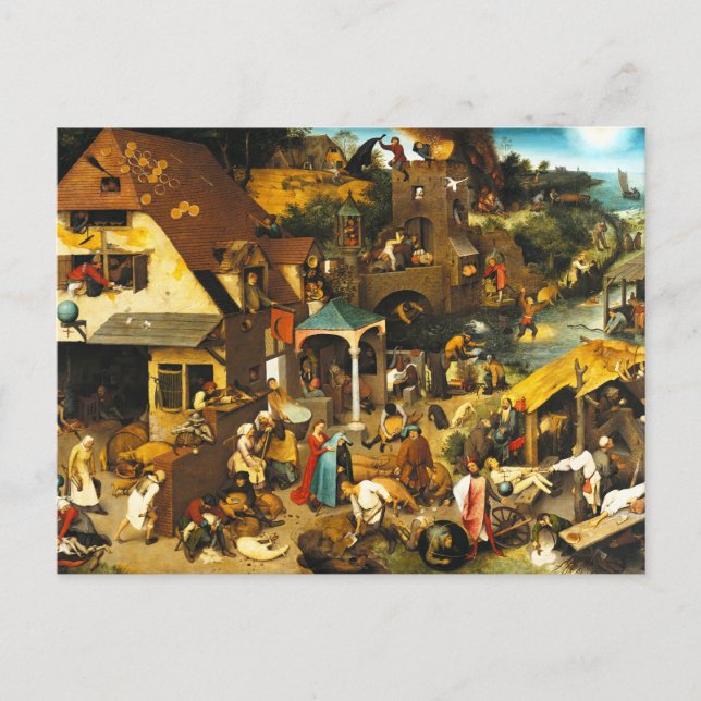 Pieter Bruegel Netherlands Proverbs Postcard Vykort (Framsida)