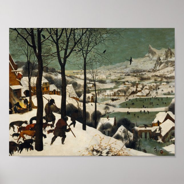 Pieter Bruegel the Elder - Hunters in Snö Poster (Framsidan)