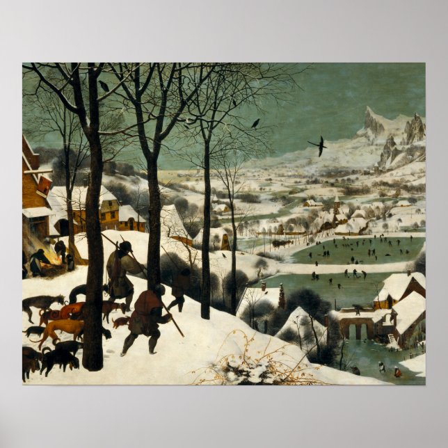 Pieter Bruegel the Elder - Hunters in Snö Poster (Framsidan)
