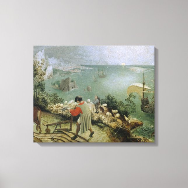 Pieter Bruegel the Elder - Landscape Fall Icarus Canvastryck (Framsida)