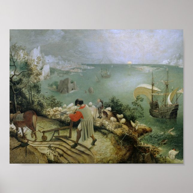 Pieter Bruegel the Elder - Landscape Fall Icarus Poster (Framsidan)