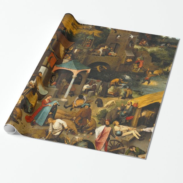 Pieter Bruegel the Elder - The Dutch Proverbs Presentpapper (Utrullad)